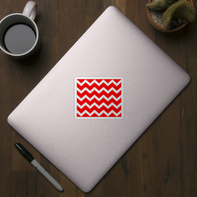 Zigzag geometric pattern - red and white. by kerens